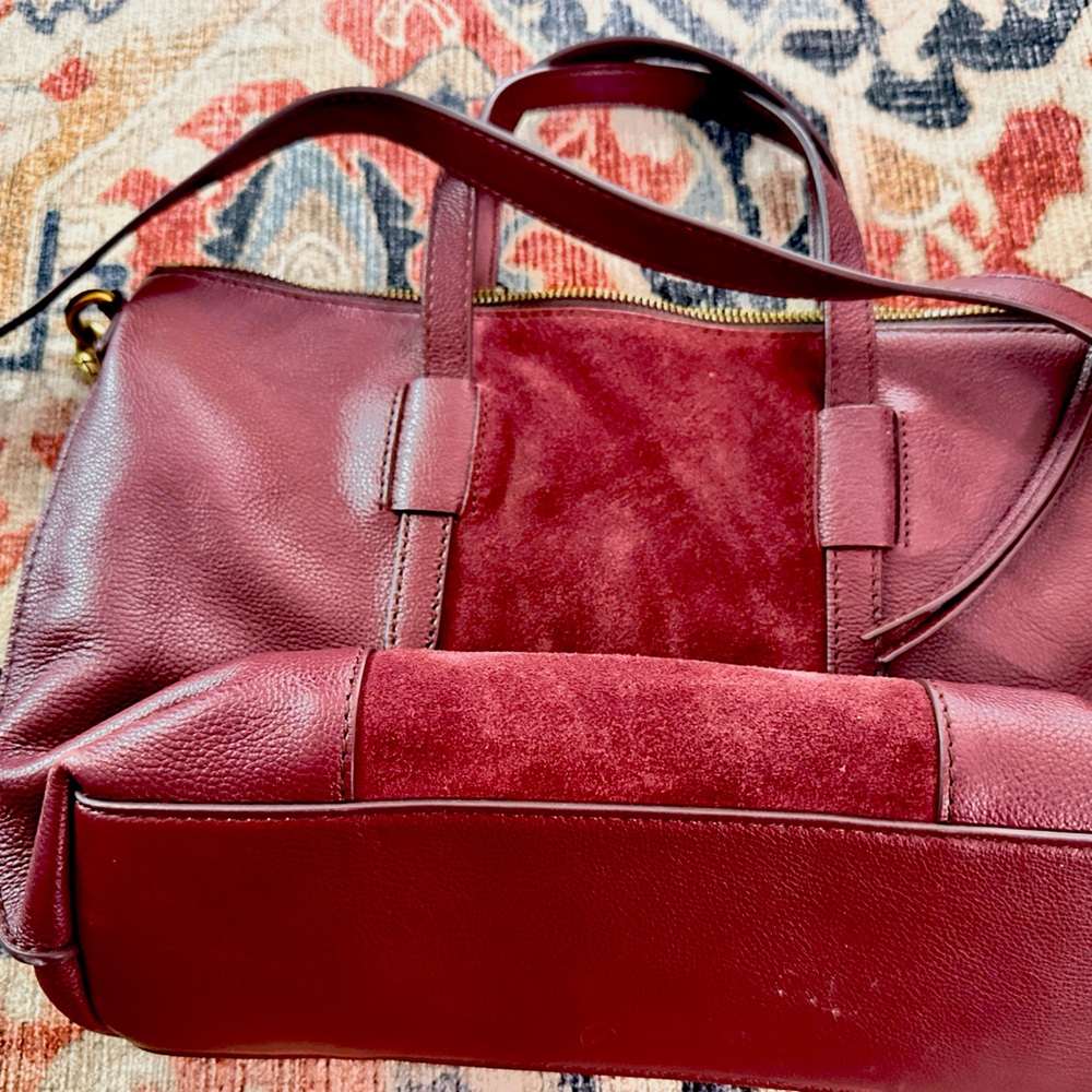 Wine Colored Fossil Tote With Matching Wallet - image 1